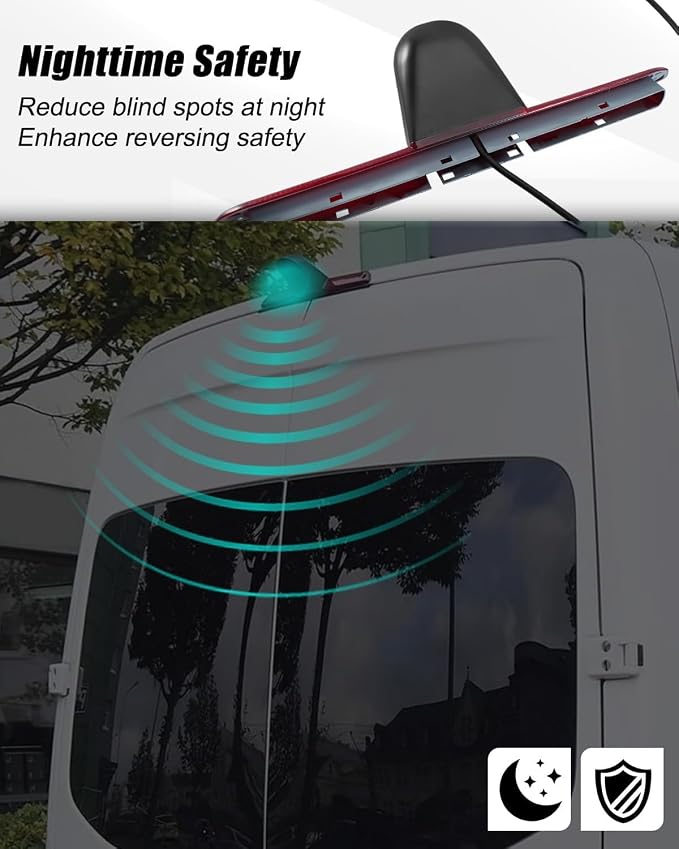 Brake Light Rearview Backup Camera Fit for Mercedes-Benz Sprinter, Dodge Sprinter, VW Crafter Vans 2007-2018, Rear View Reverse Parking Camera with 6 IR LEDs