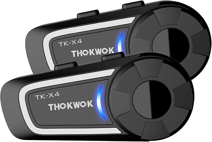 TK-X4 Motorcycle Bluetooth Headset, 6 Riders 2000m Helmet Group Intercom with Bluetooth 5.4/Music Share/Top-Tier Noise Reduction/HiFi Stereo Sound,Universal Communication System Headphones(2 Pack)