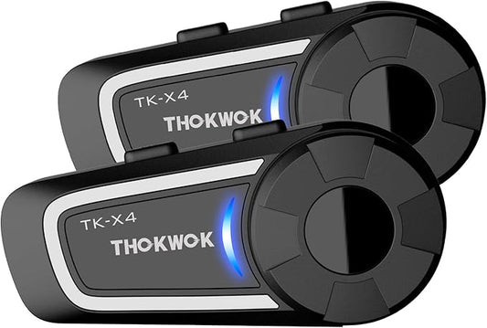 TK-X4 Motorcycle Bluetooth Headset, 6 Riders 2000m Helmet Group Intercom with Bluetooth 5.4/Music Share/Top-Tier Noise Reduction/HiFi Stereo Sound,Universal Communication System Headphones(2 Pack)