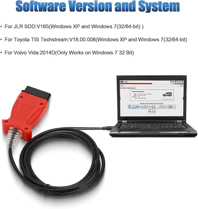 JLR SDD Cable J2534 Reprogramming Tool,OBD2 Diagnostic Scanner for JLR SDD J2534 V165 for Jaguar for Land Rover from 2005-2017,for Volvo VIDA 2014D,for Toyota TIS 3-in-1 Vehicle Programming Device
