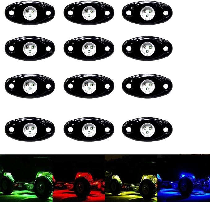 OPP ULITE RGB Led Rock Lights 12Pods, APP Control Rock Light Kit, DIY Color Timing Music Flashing Mode, Interior Underglow Lights for Jeep Offroad Trucks UTV SUV ATV Motorcycle Boats