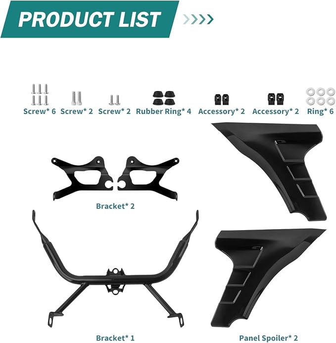 Motorcycle Side Fairing Panel Spoiler Support Brackets Covers Fit for Harley Touring FLTRXSE 2023-later CVO Road Glide ST FLTRXSTSE 2024-2025 (Vivid Black)