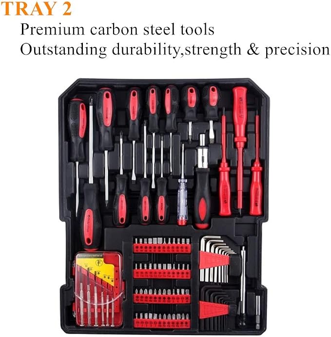 FLZOSPER 799-Piece Sturdy Tool Set with Rolling Wheels Aluminum Trolley Case, General Household Tool Kit, Auto Repair Tool Set Toolbox and Wheels