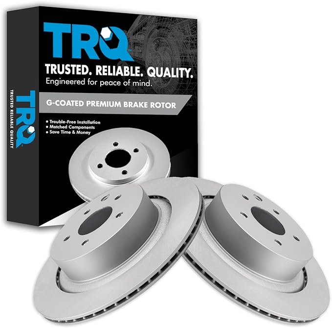 TRQ Rear Brake Rotor Set G Coated Vented Compatible with 2007 Infiniti G35 2008-2013 G37 2014-2015 Q60