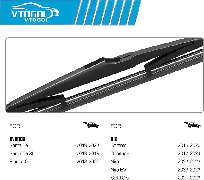 VTOGOI Original Factory Quality Rear Windshield Wiper Blades Replacement For Hyundai Santa Fe 2019-2023,Kia Sorento 2016-2020,Kia Sportage 2017-2024,Niro 2023,Easy To Install 11"(Pack of 1)