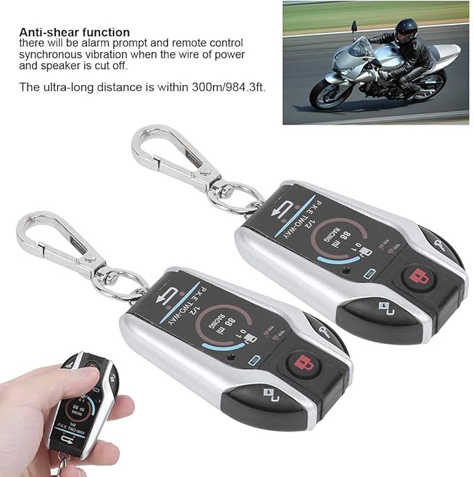 2 Way Alarm System Universal ABS Motorcycle Anti?Theft Remote Control for Security 12V with Remote Start for Most Motorcycle