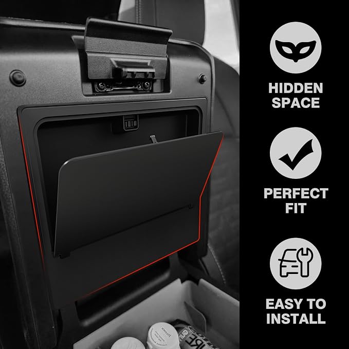 Muslogy Center Console Organizer & Hidden Storage Box Compatible with 2025 2026 Toyota 4Runner Accessories Armrest Privacy Console Divider Storage Box Card Slot Tray Divider Organizer ABS Material