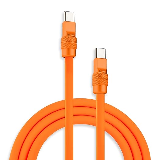 chubbycable Chubby 2.0 USB C 240W Fast Charging Cable Silicone Soft Durable USB C Cable Extra Thick Charger Cord Compatible with iPhone 17-15 Series iPad, Orange+Orange, Type-C to Type-C, 19.6FT