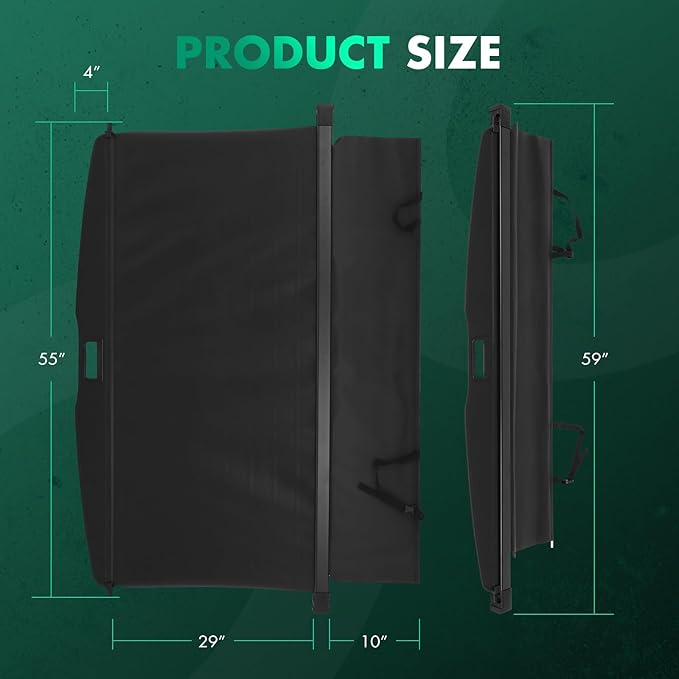 SCITOO Cargo Cover 2010 Fit for Toyota 4Runner 2.7L 2010-2023 Fit for Toyota 4Runner 4.0L Upgraded Retractable Rear Trunk Cover with Aluminum PVC&Plastic