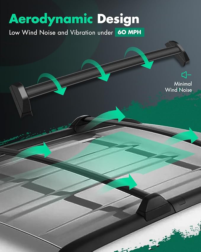 Scitoo Roof Rack Cross Bars Baggage Carrier for Honda CR-V 2002-2006 Black 2 Pcs Roof Top Rack Luggage Carrier
