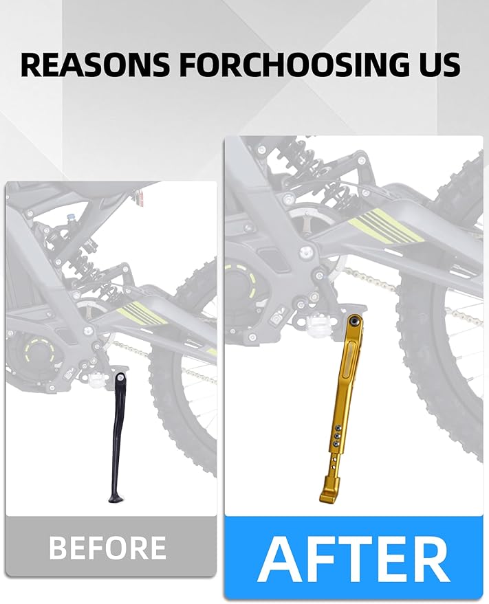 JFG RACING Kickstand for Edirt Bike,CNC Foot Pegs Kick Stand for Electric Dirt Bike Surron Light Bee X and S/E Ride Pro S SS SR/Talaria Sting/X160/X260-Gold