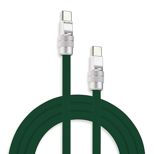 chubbycable Chubby 2.0 USB C 240W Fast Charging Cable Silicone Soft Durable USB C Cable Extra Thick Charger Cord Compatible with iPhone 17-15 Series iPad, Dark Green, Type-C to Type-C, 8.2FT