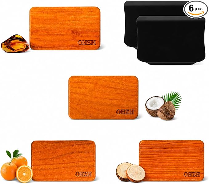 Car Air Freshener, Wood Air Freshener for Visor Clip, Long Lasting Car Odor Eliminator, Vehicle Scent Diffuser for Cars, Trucks & SUVs, 4 Pack Variety Scents with 2 Clips (Teak Amber Cabana Grove)
