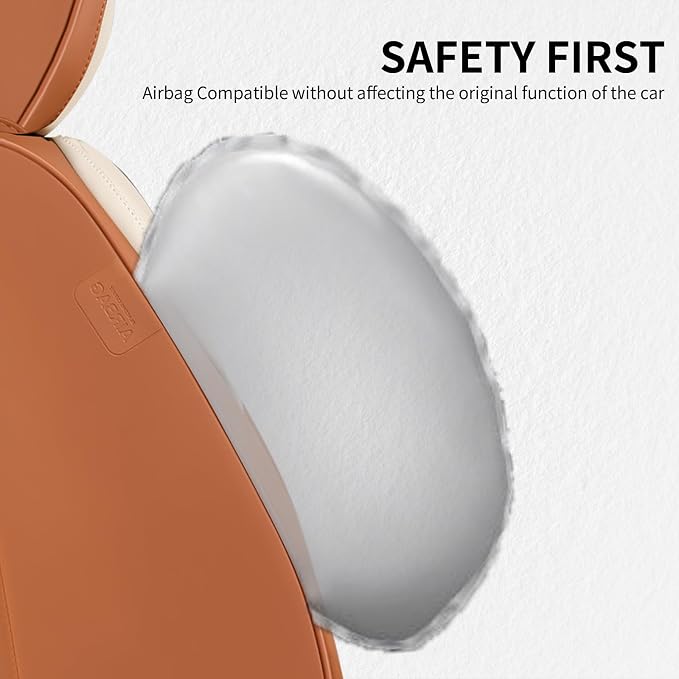 FLORICH Car Seat Covers Full Set, Leather Seat Covers for Cars, Waterproof Car Seat Protectors 5 Seats, Front and Rear Seat Covers for Cars, Automotive Seat Protector Fit for Most Car SUV - BrownBeige