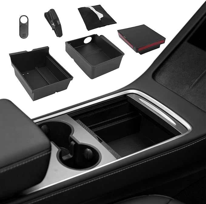 2021-2024 Tesla Model Y Center Console Organizer Tray Accessories Compatible with Model 3 (2021-2023) Storage Box Armrest Compartment Insert