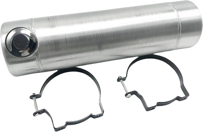 JSD 2 3/8 Gallon 6"x22" Aluminum Spun Round Gas Tank Fuel Tank End Fill 1/4" NPT Outlet for mini bike,go kart, Log splitter