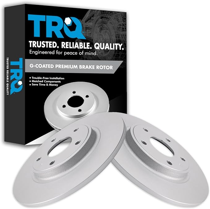 TRQ Rear Brake Rotors Set Premium G-Coated Driver & Passenger Side Compatible with 12-15 C/V 11-20 Grand Caravan 12-20 Journey 12-14 Routan 12-16 Town & Country