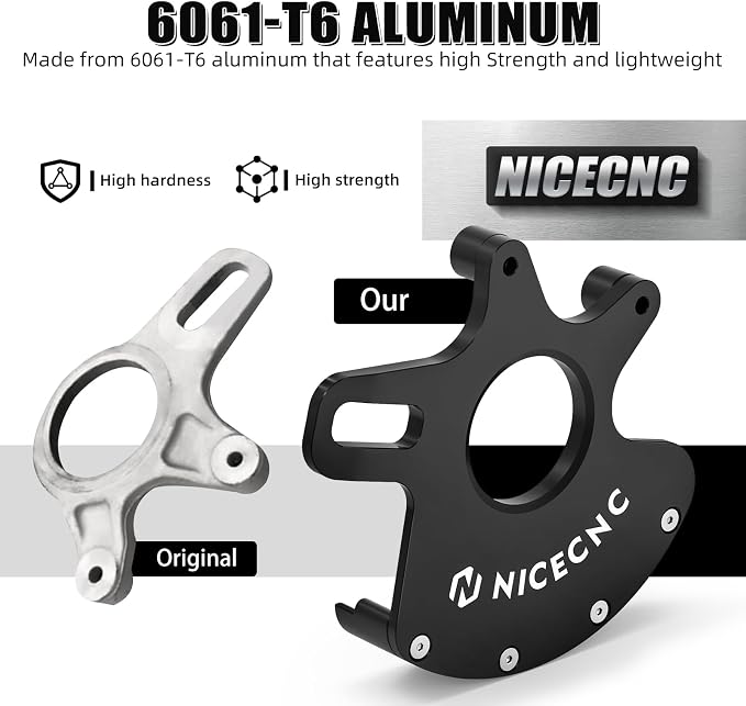 NICECNC Rear Brake Caliper Bracket Disc Rotor Cover Aluminum Compatible with Yamaha Raptor 700 700R 2006-2012, Replacement for 1S3-25721-01-00, Black