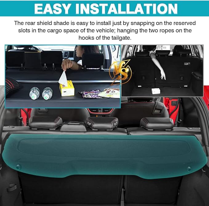 Powerty Cargo Cover for 2011-2019 Ford Fiesta Hatchback Accessories,Trunk Cover Security Shield Shade Cover for Fiesta,Cargo Luggage Cover No Gap (Can Withstand Load)
