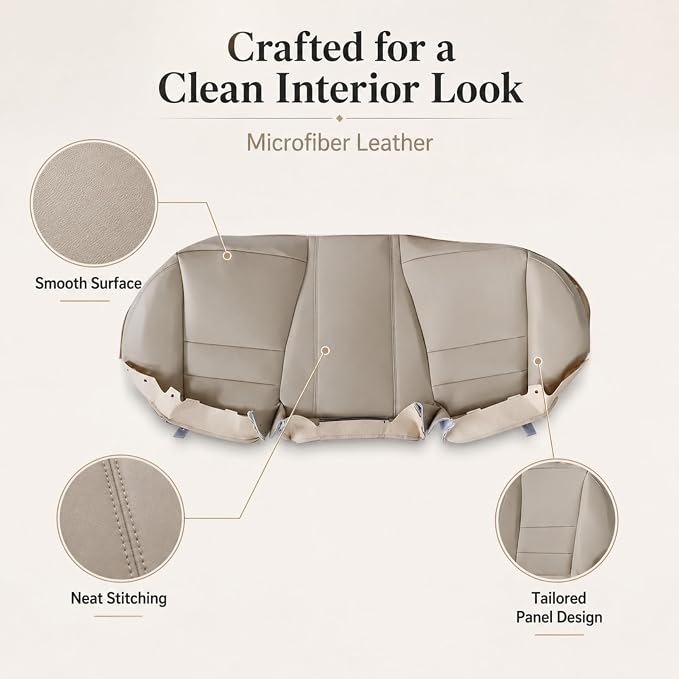 NLQR Back Car Seat Cover, Rear Bench Bottom Vinyl Cover Tan Compatible with Honda Accord 2008 2009 2010 2011 2012