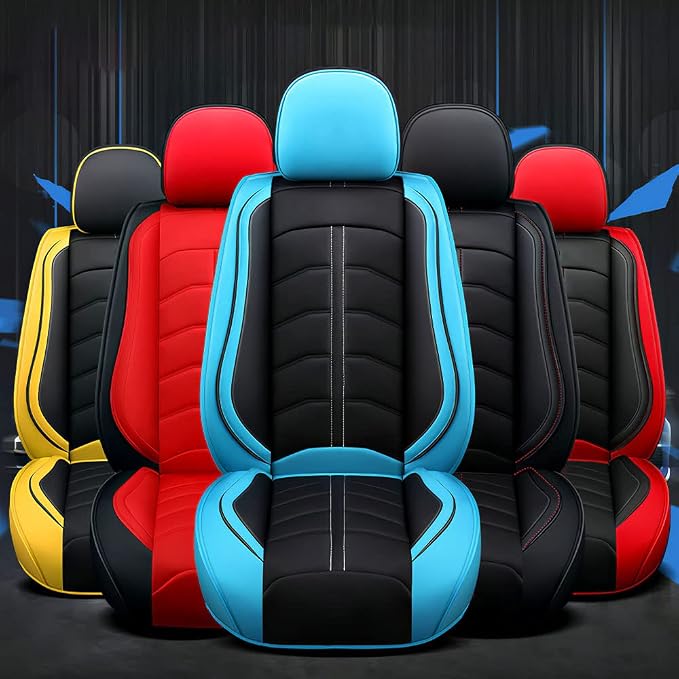 Car Seat Cover for 2 Seats Toyota Highlander 2001-2026, Durable Wear Resistant Waterproof Seat Cover, Breathable Premium Leather Vehicle Interior Accessories.(Standard 2 Seats,Black Yellow)