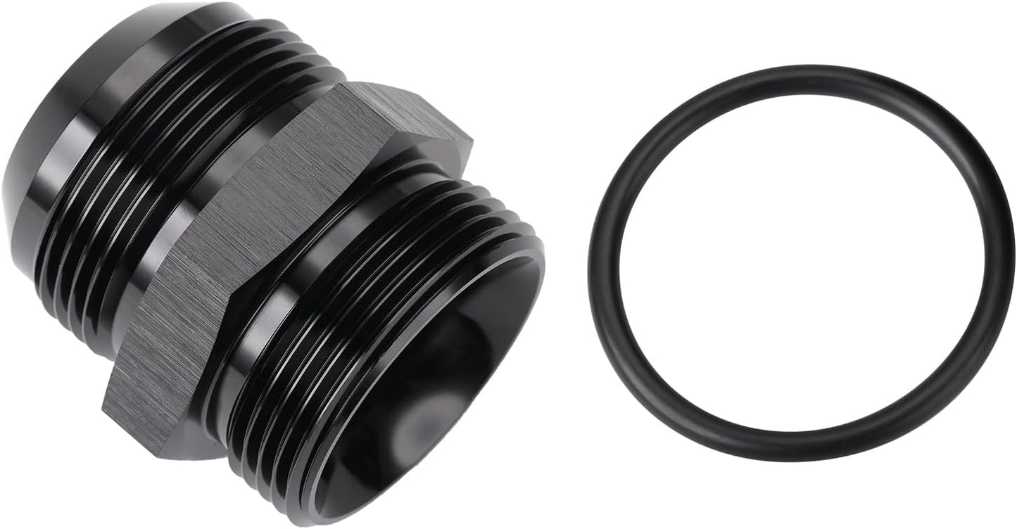20AN Male Flare to 20AN ORB O-ring Boss Fuel Pump Rail Adapter Fitting Aluminum Black