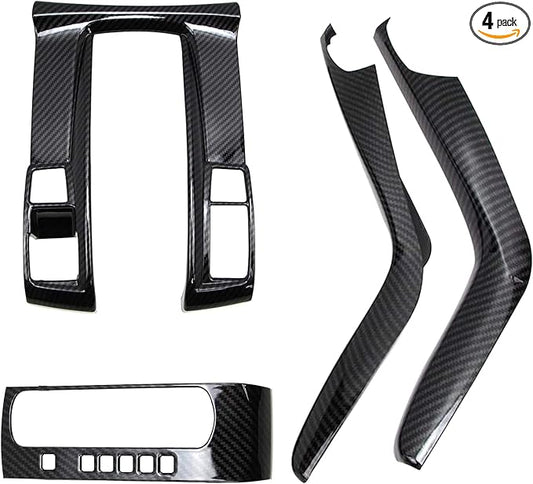 Center Console auto Shift Panel Cover Trim Cover kit Compatible with Honda Civic 2016-2021 Sedan Interior ABS Carbon Fiber (4 Pcs)(Adapted to Left Rudder-Hand Steering Wheel)
