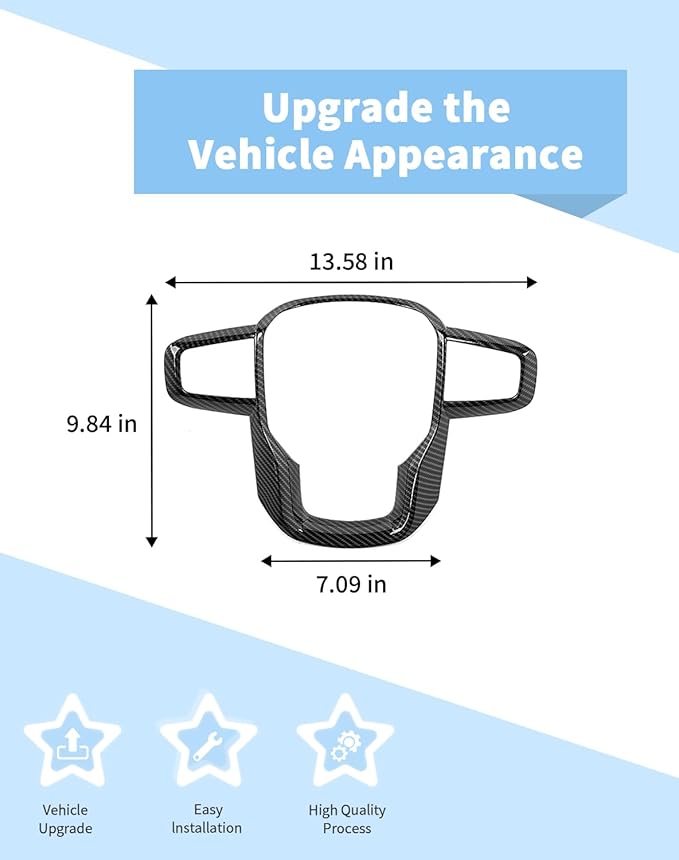Voodonala Carbon Fiber Steering Wheel Panel Trim Cover fit for GMC-Sierra 1500 2019-2025 & GMC-Sierra 2500HD/3500HD 2020-2024, for GMC-Yukon 2021-2024