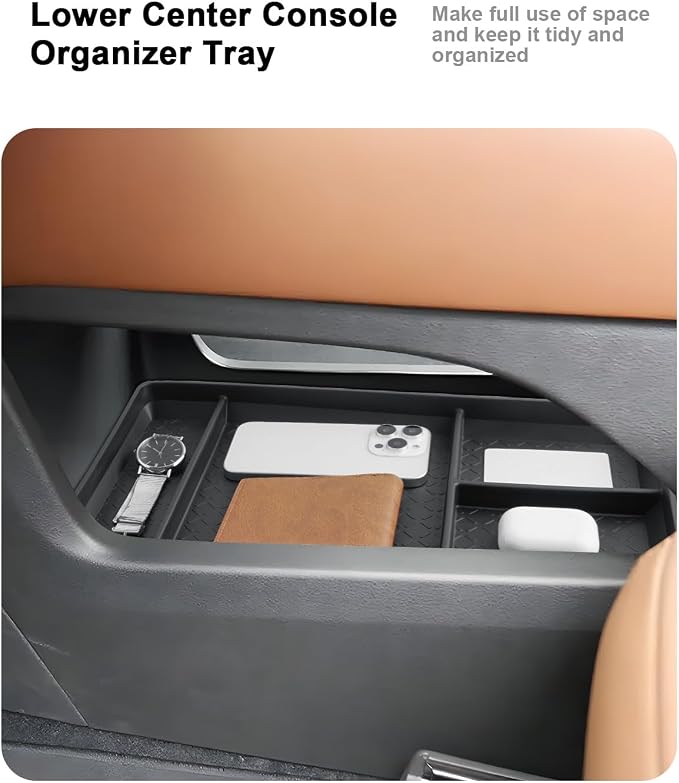 ECOZEN 2026 Pathfinder Center Console Organizer - 2 Pcs Armrest Box Organizer + Lower Console Organizer Tray Set For 2022-2025 2026 Nissan Pathfinder(S/SV/SL/Rock Creek/Platinum) Accessories