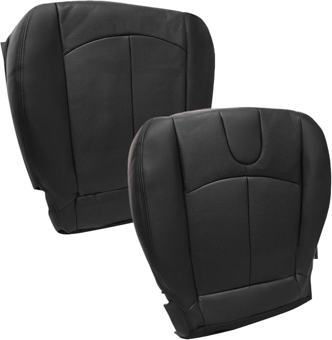 FZJDSD Black Driver & Passenger Side Bottom Perforated Microfiber Leather Replacement Seat Covers Compatible with Infiniti G37 2008 2009 2010 2011 2012 2013