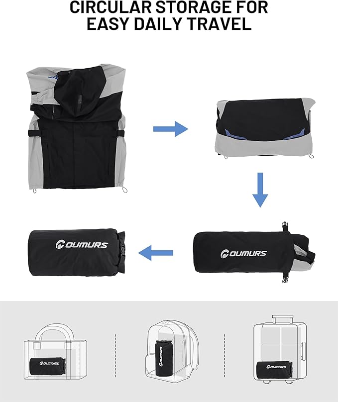 Oumurs Motorcycle Rain Suit For Men & Women Waterproof Motorcycle Rain Gear Fishing Riding Golf Working Bike Hunting Camping Rain Coat, Lightweight Nylon Reflective Rain Jacket Rain Pants