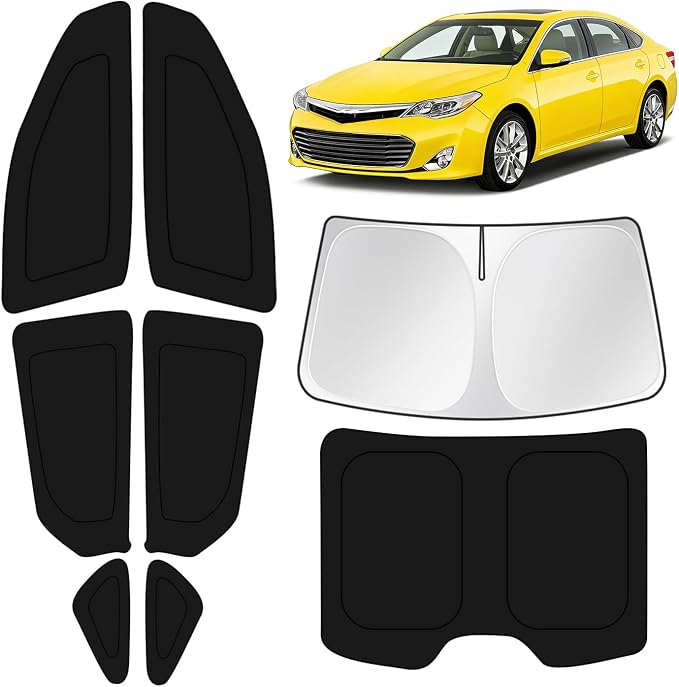 KUST Car Window Shades for Toyota Avalon 2013-2018 Windshield Sun Shade Side Window Cover UV Block Privacy Protection Accessories for Camping Blackout Rear Back Full Set 8PCS