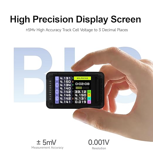 ISDT BL8 LiPo Battery Tester 2S-8S Smart Active Balancer XH2.54 Cell Voltage Tester for RC Batteries with High-Precision Color Screen App and Remote Control