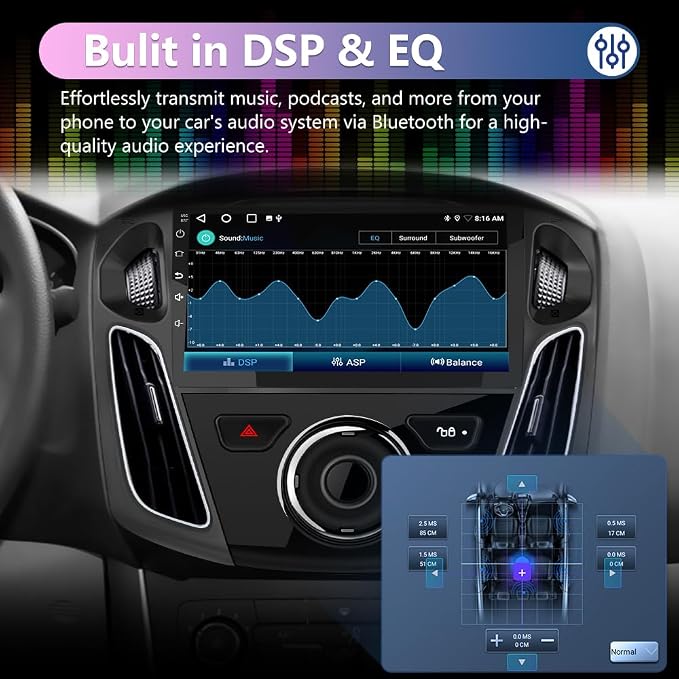 Car Radio for Ford Focus 2012-2017, 9 inch Touch Screen Android 15 Stereo with Bluetooth GPS Wireless CarPlay Andriod Auto [2GB+32GB]