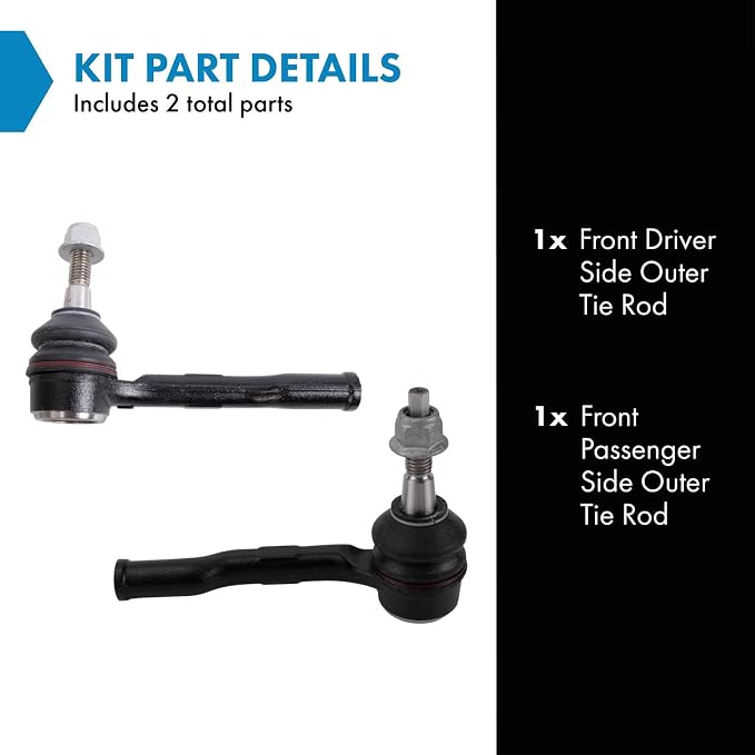 TRQ Outer Driver and Passenger Side Tie Rod Set 2 Piece Compatible with 2016-2019 Chevrolet Cruze, 2016-2019 Chevrolet Volt
