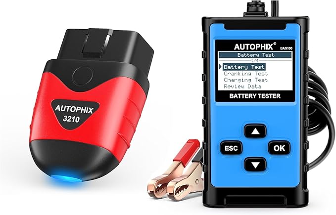 AUTOPHIX 3210 OBD2 Scanner Bluetooth with AUTOPHIX BAS100 Car Battery Tester 12V 24V 100-2000 CCA Battery Load Tester