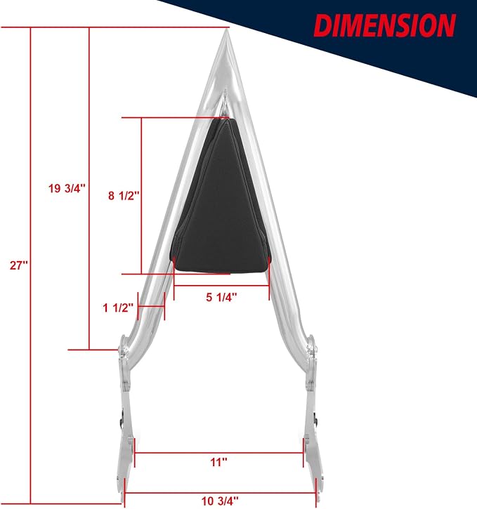 YHMOTO 22" Detachable Passenger Backrest Sissy Bar Quick Release Fit For Harley Davidson Touring Models Harley Touring Road King Electra Glide Street Glide FLHR FLHX FLHT FLTR 1997-2008