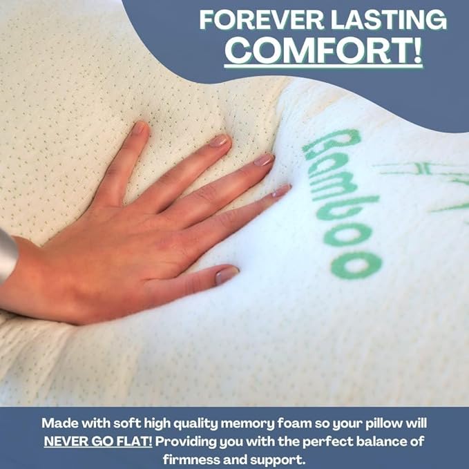 Rayon Derived from Bamboo Pillows Standard Size - [Adjustable] Shredded Memory Foam for Sleeping - Cooling & Breathable Pillowcase with Zipper - Back, Stomach, Side Sleeper (26 x 20 Inch)