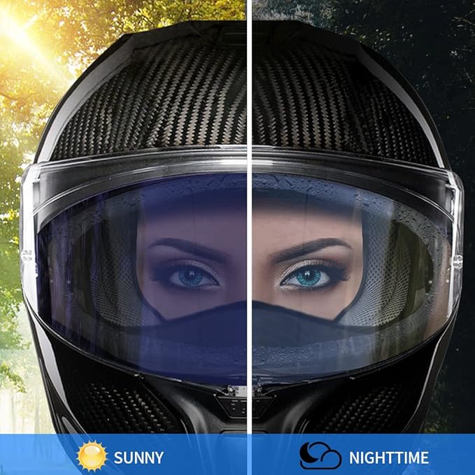 Photochromic Anti-Fog Helmet Visor Film,Auto Tint Transition Film for Motorcycle Helmet Visor from Clear to Tinted for Riding All Seasons Use,on Sunny or Cold or Cloudy Days(DARK)
