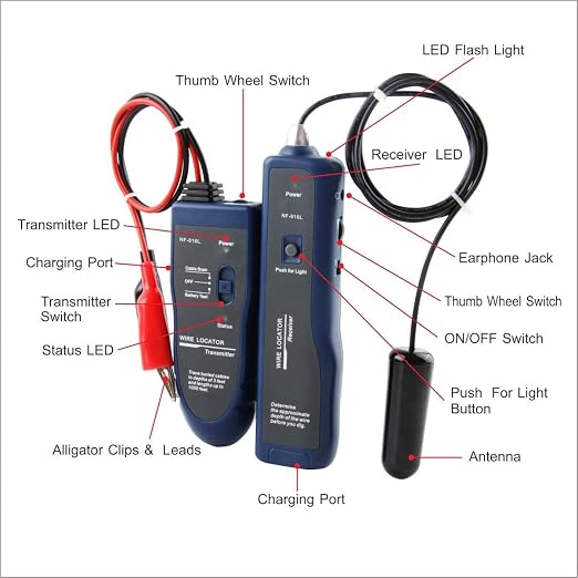 Underground Wire Locator Upgrade, RockyMars Cable Tester with Rechargeable 1100mAh Battery for Invisible Fence for Dogs, Circuit Breaker Finder, Electric Fence Wire Tracer, Wire Break Locator, etc.