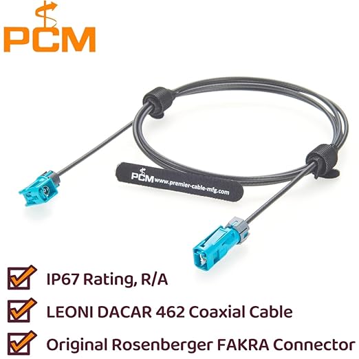 IP67 Waterproof Right Angle Rosenberger Fakra Z Code Female to Female RF Coaxial Cable 59K24K-102A4-Z to 59Z163-003-Z Vehicle GPS Antenna Cable for ADAS, GMSL & FPD-Link Cameras, Infotainment(1.48M)