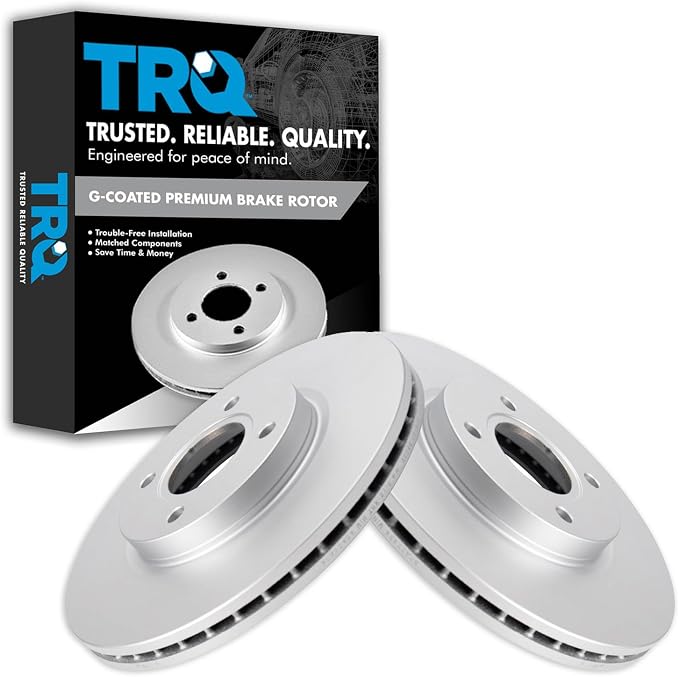 TRQ Front Brake Rotor Set G Coated Vented Compatible with 2014-2019 Ford Fiesta