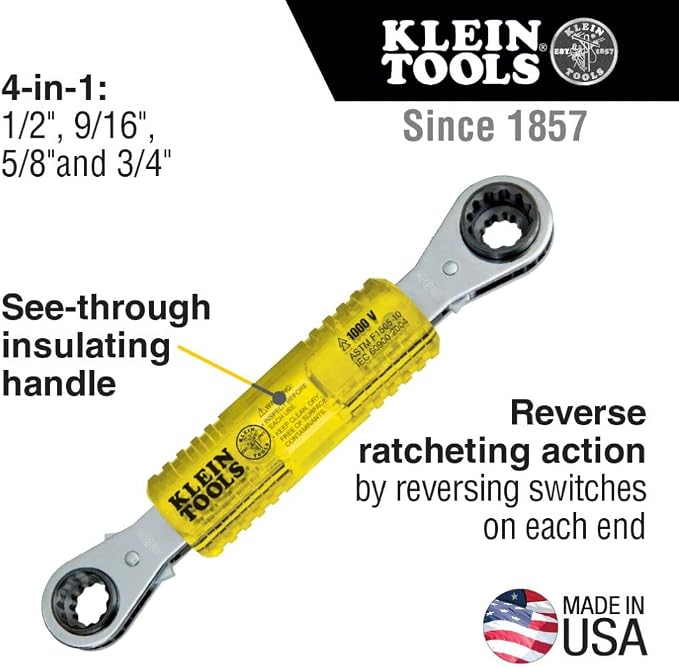 Klein Tools Insulated Lineman's Box Wrench (KT223X4-INS) and High Leverage Side Cutters (D213-9NE)