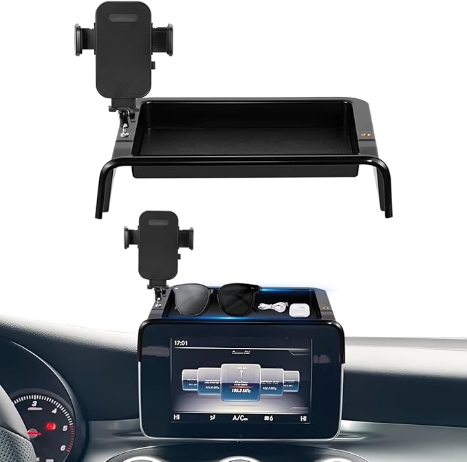 Car Phone Holder Compatible with Mercedes-Benz GLC-Class 2016-2019/C-Class 2015-2018 Accessories 7-Inch Screen Fixed Clip, Cell Phone Mount with Dash Tray Organizer Hands-Free 360° Rotation