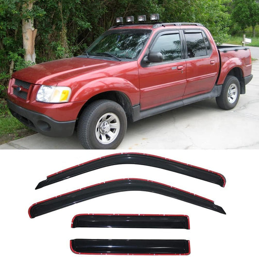 Side Window Visor Vent Wind Deflector fit for 1991-2001 Ford Explorer 4-Door& 2001-2005 Ford Explorer Sport Trac&1997-2001 Mercury Mountaineer, 4pcs in-Channel Sun Rain Guards Set 94074