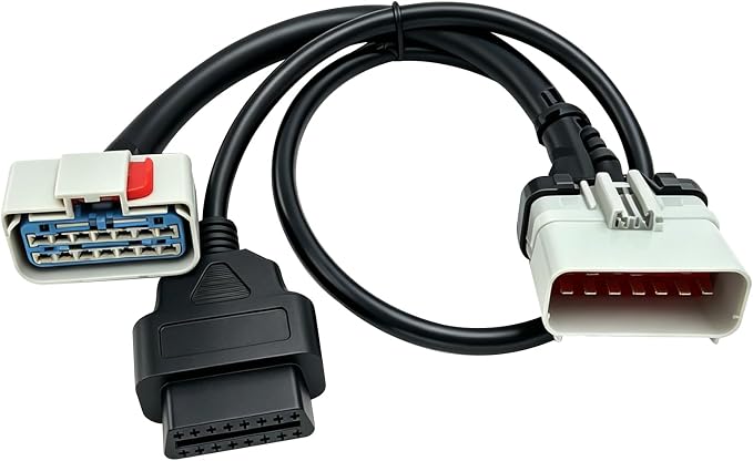 RP1226 14Pin Male to 14Pin Female and OBD2 16Pin Female Y Splitter Adapter Cable for Truck Diagnostics