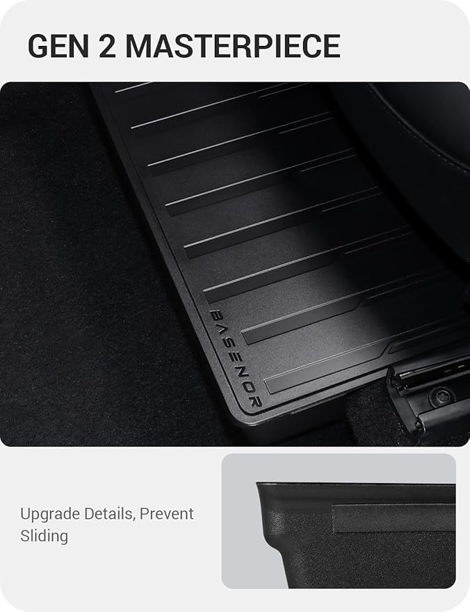 BASENOR 2Pack Tesla Model Y Under Seat Storage Box, Waterproof Hidden Storage Underseat Organizer with Lid Cover Tray for 2020-2024 Model Y Accessories