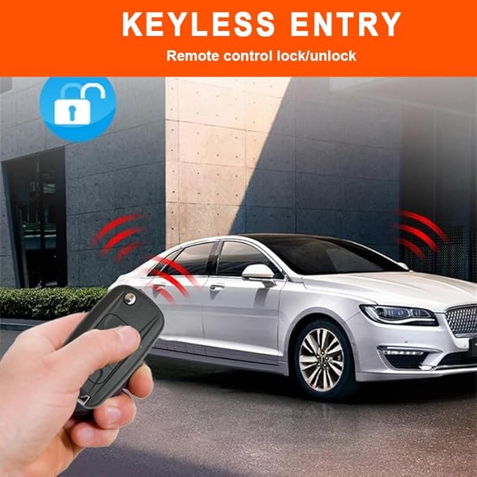 BANVIE Car Alarm System with Remote Start & Push to Start Ignition Kit Engine Button