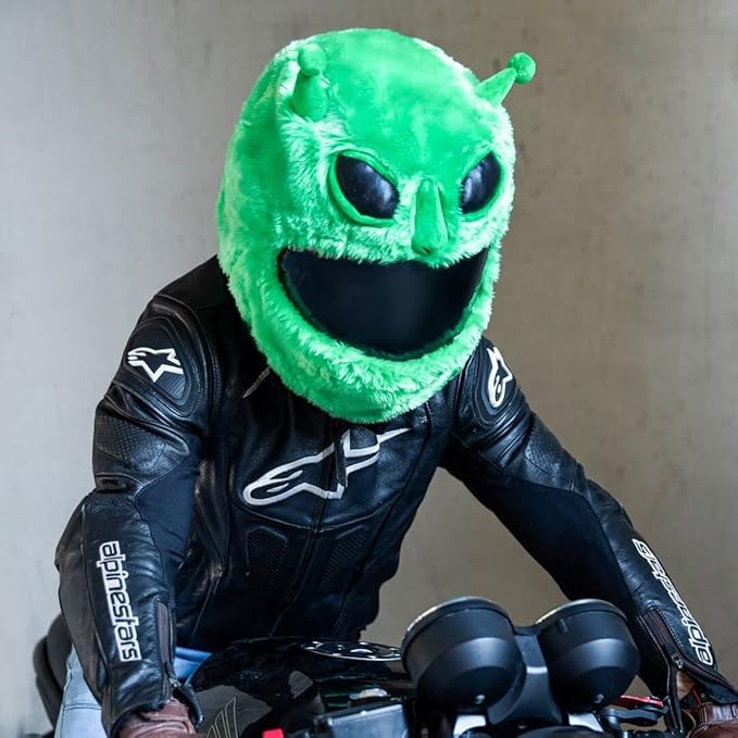 Moto Loot Helmet Cover for Motorcycle Helmet, Fun Rides and Gifts (Cover Only. Helmet Not Included) - Alien