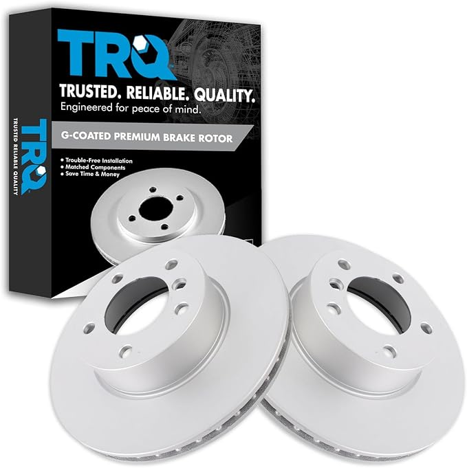 TRQ Front Brake Rotor Set G Coated Vented Compatible with 2008-2013 BMW 128i 2006 325i 325xi 2007 328i 328xi